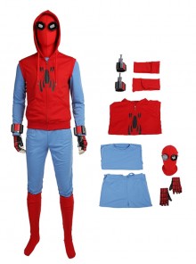 Spider-Man Homecoming Halloween Cosplay Spider-Man Peter Parker Costume Hoodie Full Set