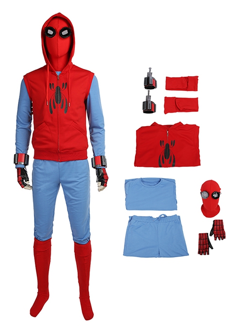 Spider-Man Homecoming Halloween Cosplay Spider-Man Peter Parker Costume Hoodie Full Set