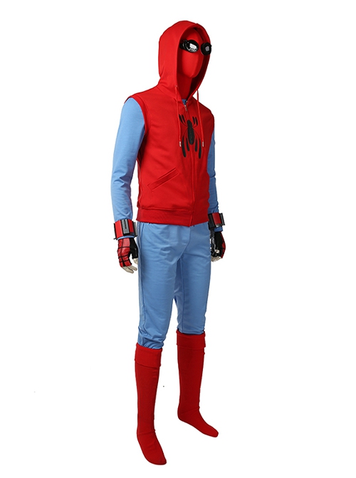 Spider-Man Homecoming Halloween Cosplay Spider-Man Peter Parker Costume Hoodie Full Set