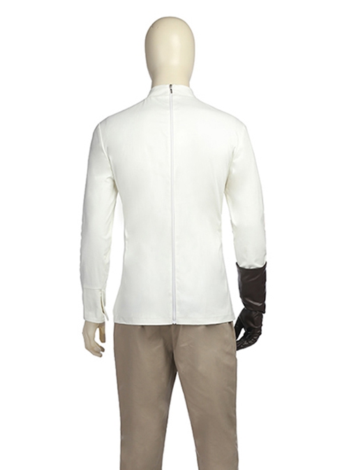 Star Wars The Last Jedi Luke Halloween Cosplay Skywalker Khaki Cloak Suit Costume White Bottoming Top