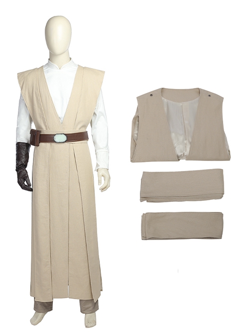 Star Wars The Last Jedi Halloween Cosplay Luke Skywalker Khaki Cloak Suit Costume Khaki Vest And Shawl Straps