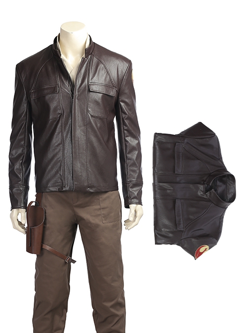 Star Wars The Last Jedi Halloween Cosplay Poe Dameron Costume Brown Jacket