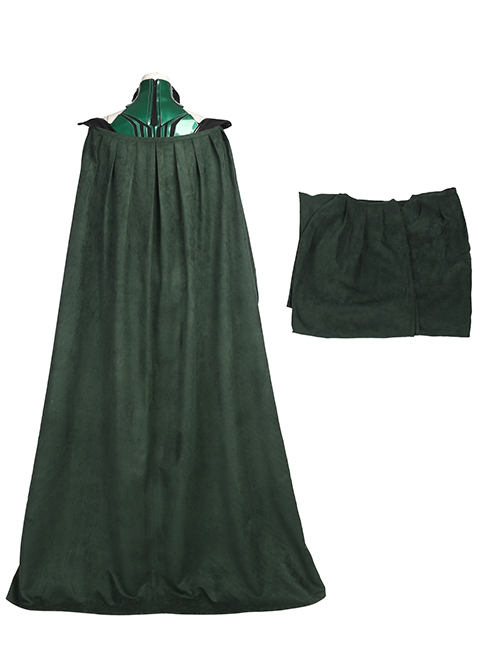 Thor Ragnarok Halloween Cosplay Death Goddess Hela Costume Green Cloak