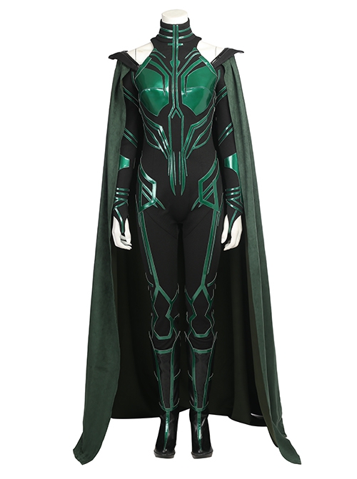 Thor Ragnarok Halloween Cosplay Death Goddess Hela Costume Green Cloak