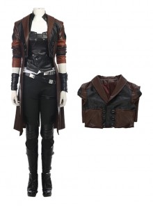 Guardians Of The Galaxy Vol 2 Halloween Cosplay Gamora Battle Suit Costume Brown Jacket