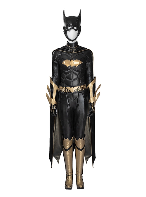 Game Batman Arkham Knight Halloween Cosplay Batgirl Black-golden Costume Full Set