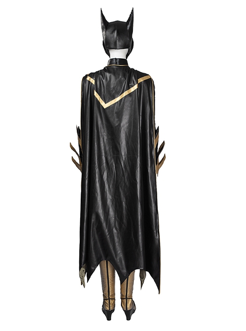 Game Batman Arkham Knight Halloween Cosplay Batgirl Black-golden Costume Full Set