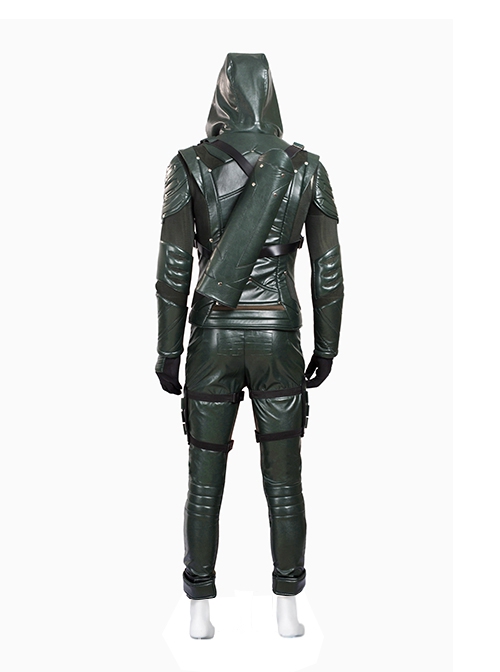 Arrow Season 5 Halloween Cosplay Oliver Queen Costume Green Leather Clothing Full Set Without Boots