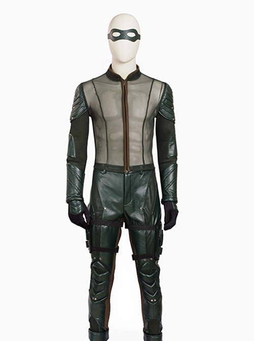 Arrow Season 5 Halloween Cosplay Oliver Queen Costume Green Leather Clothing Full Set Without Boots