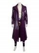 Suicide Squad Halloween Cosplay The Joker Costume Purple Leather Coat Full Set