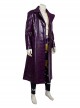 Suicide Squad Halloween Cosplay The Joker Costume Purple Leather Coat Full Set