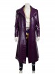 Suicide Squad Halloween Cosplay The Joker Costume Purple Leather Coat