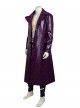 Suicide Squad Halloween Cosplay The Joker Costume Purple Leather Coat