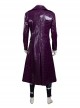 Suicide Squad Halloween Cosplay The Joker Costume Purple Leather Coat