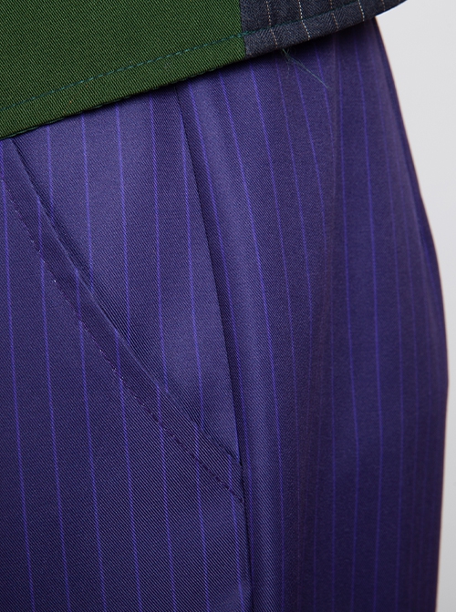 Batman The Dark Knight Halloween Cosplay The Joker Costume Purple Vertical Stripe Suit Trousers