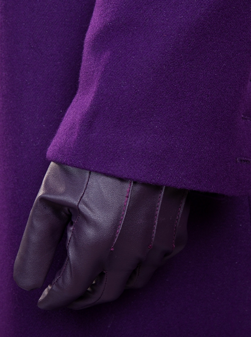 Batman The Dark Knight Halloween Cosplay The Joker Purple Woolen Long Coat Suit Accessories Gloves And Tie