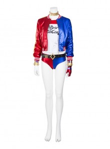 Suicide Squad Halloween Cosplay Harley Quinn Costume Red Blue Baseball Uniform Full Set