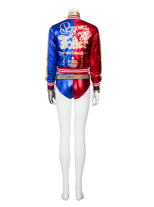 Suicide Squad Halloween Cosplay Harley Quinn Costume Red Blue Baseball Uniform Full Set