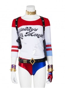 Suicide Squad Halloween Cosplay Harley Quinn Costume White Slim T-shirt