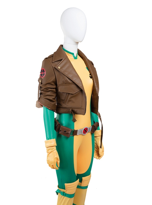 X-Men Halloween Cosplay Rogue Anna Marie Costume Brown Short Jacket