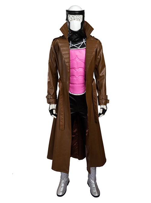 X-Men Halloween Cosplay Gambit Remy LeBeau Costume Brown Long Windbreaker Full Set