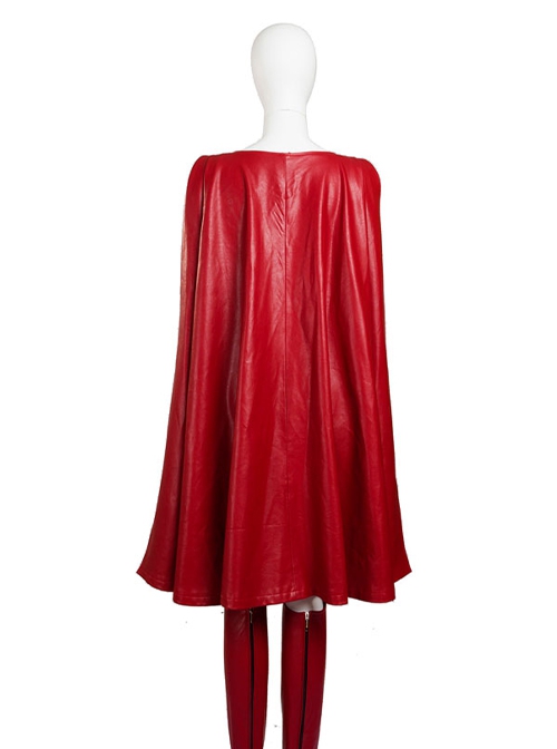 Supergirl Halloween Cosplay Kara Zor-El Costume Red Cloak