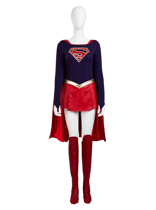 Supergirl Halloween Cosplay Kara Zor-El Costume Red Short Skirt