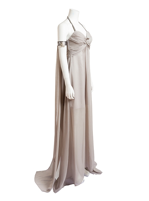 Game Of Thrones Halloween Cosplay Dragon Mother Daenerys Targaryen Costume Gray Halter Long Dress