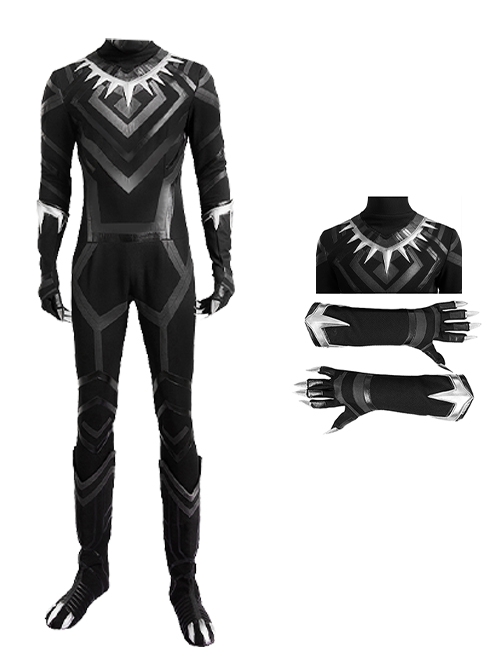 Captain America Civil War Halloween Cosplay Black Panther Bodysuit And Gloves