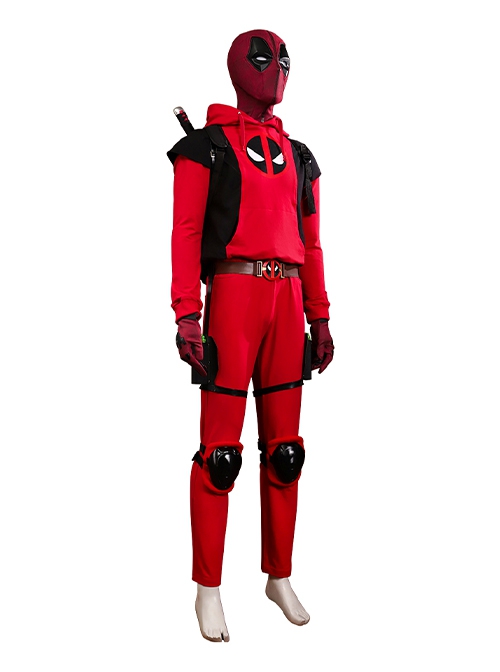 Movie Deadpool & Wolverine Halloween Cosplay Deadpool Teenager Hoodie Costume Set Without Shoes