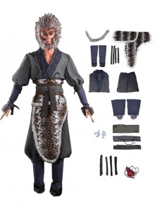 Game Black Myth Wukong Halloween Cosplay Wukong Tiger Hide Loincloth Skirt Costume Full Set