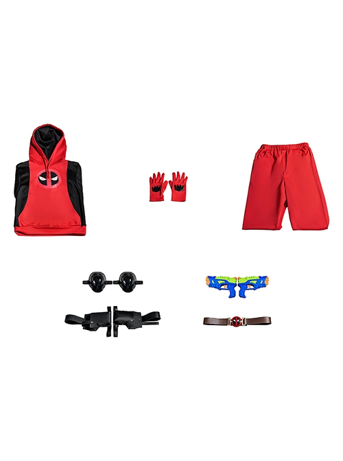 Movie Deadpool & Wolverine Halloween Cosplay Deadpool Children Hoodie Costume Set Without Helmet And Shoes