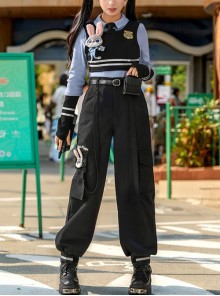 Zootopia Rabbit Officer Uniform Judy Blue Fall Winter Leisure Kawaii Fashion Shirt Vest Pants Set