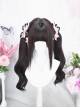 Anime Quadratic Element Black Cute Long Curly Hair Straight Bangs Sweet Lolita Dual Horsetail Simulation Wig