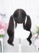 Anime Quadratic Element Black Cute Long Curly Hair Straight Bangs Sweet Lolita Dual Horsetail Simulation Wig