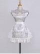 Silver Moon Series Y2K Chinoiserie Futuristic Chic Lustrous Short Cheongsam Sweet Lolita Sleeveless Dress Shorts Set