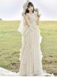 Greek Goddess Murtha Apricot 3D Flower Holy Fairy Lace Tassel Classic Lolita Sleeveless Dress