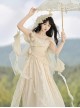 Greek Goddess Murtha Apricot 3D Flower Holy Fairy Lace Tassel Classic Lolita Sleeveless Dress