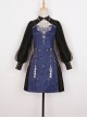 Butterfly Dream Series Chinoiserie Miao Nationality Silver Jewelry Daily Elegant Improved Hanfu Blue Long Sleeve Dress