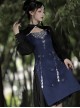 Butterfly Dream Series Chinoiserie Miao Nationality Silver Jewelry Daily Elegant Improved Hanfu Blue Long Sleeve Dress