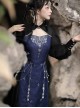 Butterfly Dream Series Chinoiserie Miao Nationality Silver Jewelry Daily Elegant Improved Hanfu Blue Long Sleeve Dress