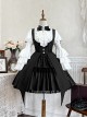 Dawn Witch Series Retro College Style Elegant Gothic Lolita Gorgeous Ruffles Sleeve Shirt Sundress Cross Wizard Hat Set