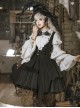 Dawn Witch Series Retro College Style Elegant Gothic Lolita Gorgeous Ruffles Sleeve Shirt Sundress Cross Wizard Hat Set