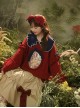 Snow White Autumn Winter Fairy Tale Style Kawaii Fashion Red Doll Collar Lantern Sleeves Pullover Sweater