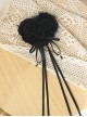 Tassel Lace 3D Rose Ribbon Bowknot Elegant Retro Gothic Lolita Black Heart Hanamaru Hairpin