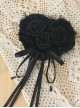 Tassel Lace 3D Rose Ribbon Bowknot Elegant Retro Gothic Lolita Black Heart Hanamaru Hairpin