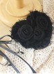 Tassel Lace 3D Rose Ribbon Bowknot Elegant Retro Gothic Lolita Black Heart Hanamaru Hairpin