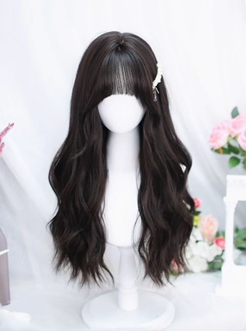 Japanese Style Elegant Cute Daily Straight Bangs Long Curly Hair Classic Lolita Wig