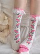 Fairy Tale Style Strawberry Print Ruffles Lace Ribbon Bowknot Polka Dots Sweet Lolita Short Socks