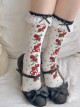 Fairy Tale Style Strawberry Print Ruffles Lace Ribbon Bowknot Polka Dots Sweet Lolita Short Socks